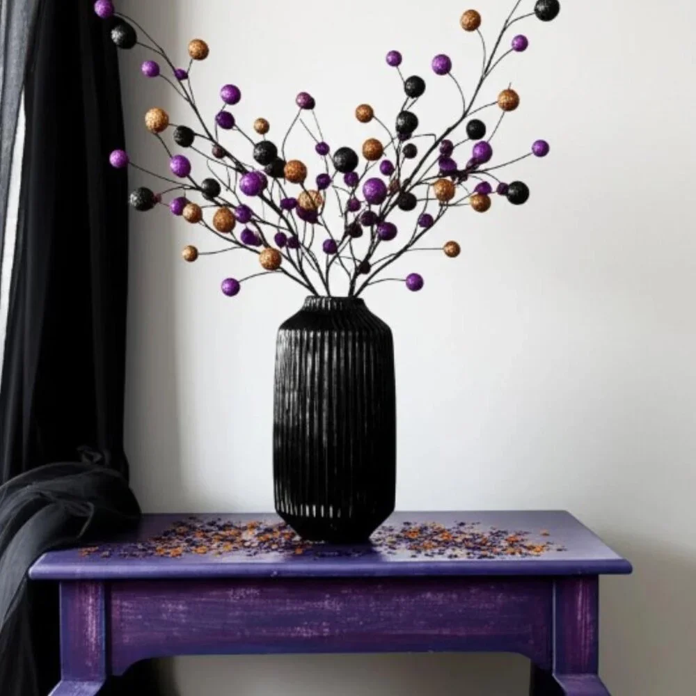 Orange Black and Purple Glitter Pick Halloween Pick Spray Stem Holiday Crafts